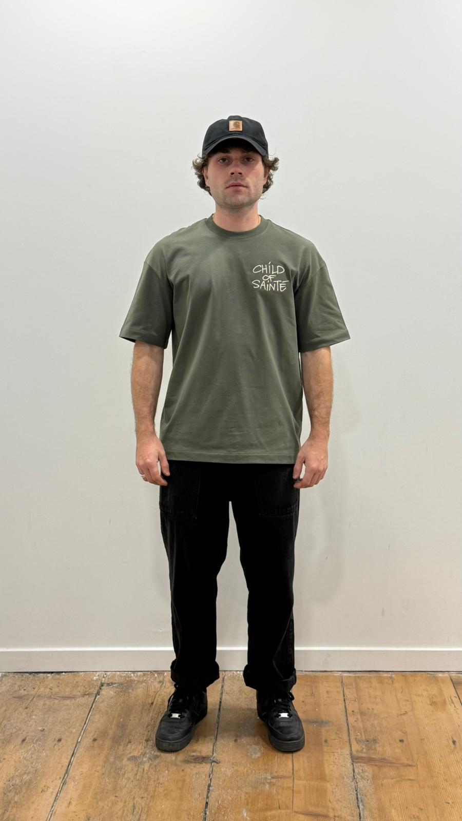 T Shirt Saint-Etienne Child Of Sainté HEART EMB Khaki/Beige