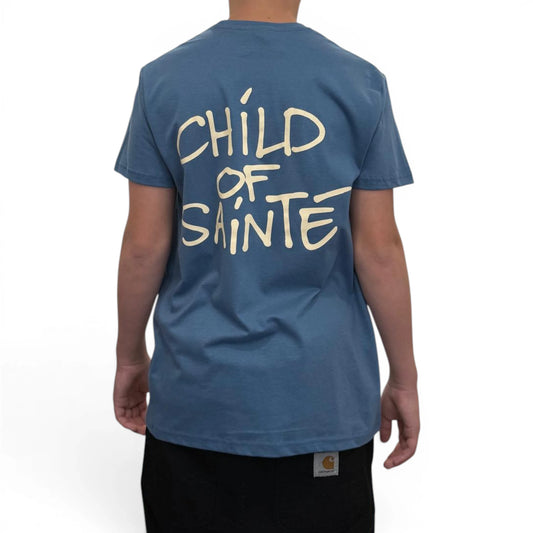 T Shirt Saint-Etienne Child Of Sainté BACK COS Stone Blue/Natural