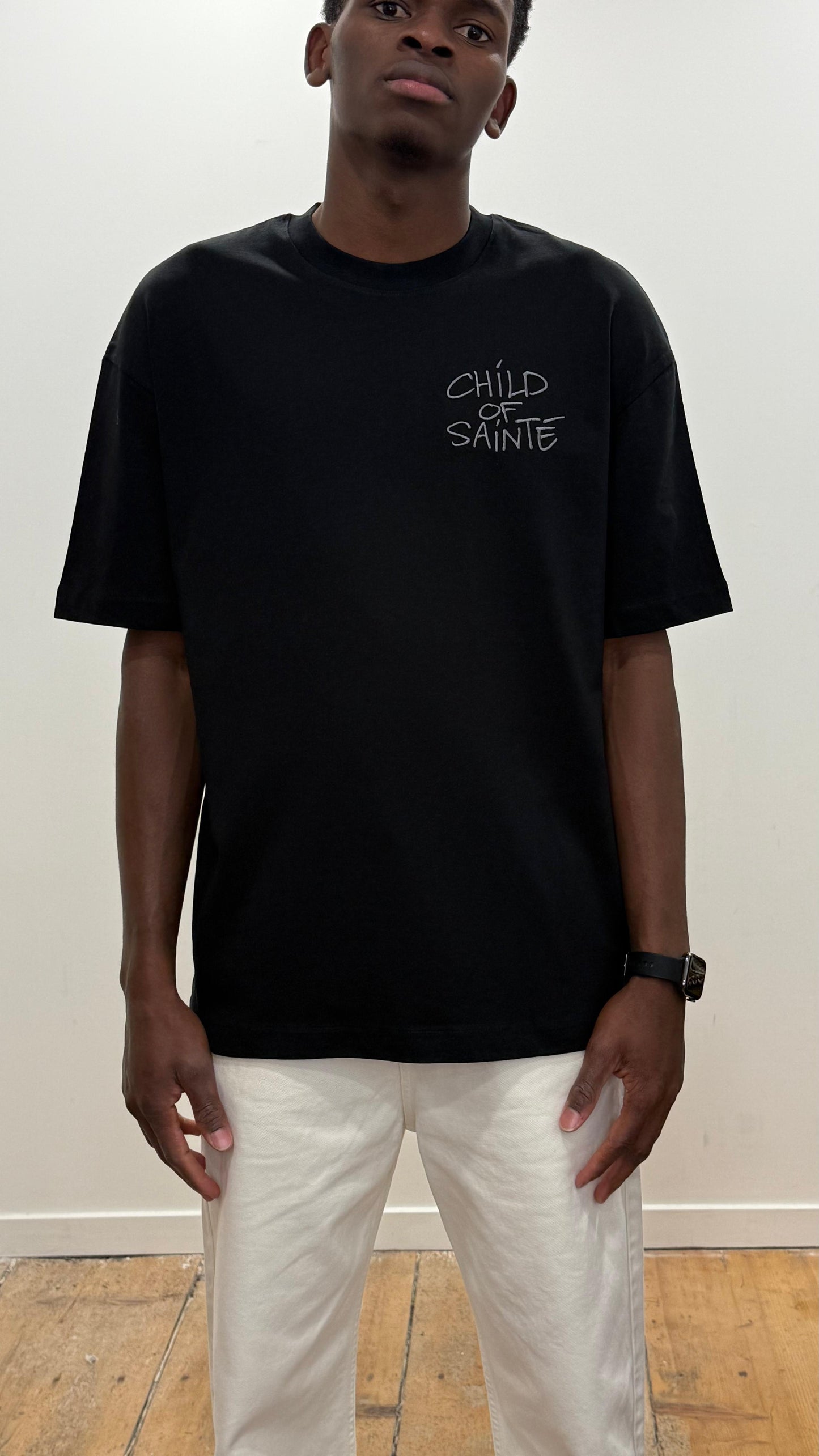 T Shirt Saint-Etienne Child Of Sainté HEART EMB Noir/Anthracite